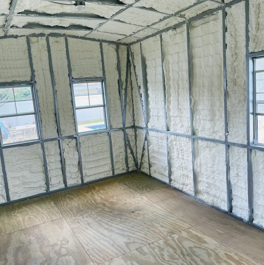 Closed-cell spray foam insulation applied to wall cavities in a residential project in Florida Gulf Coast University